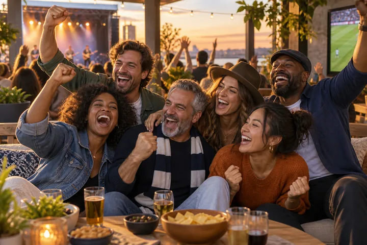 Music and sports fans celebrating together