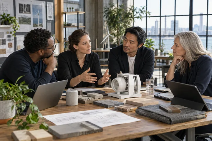 Business leaders from different industries working together